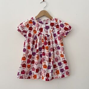 HANDMADE EUC Fine Wale Corduroy Colorful Cats Print Dress